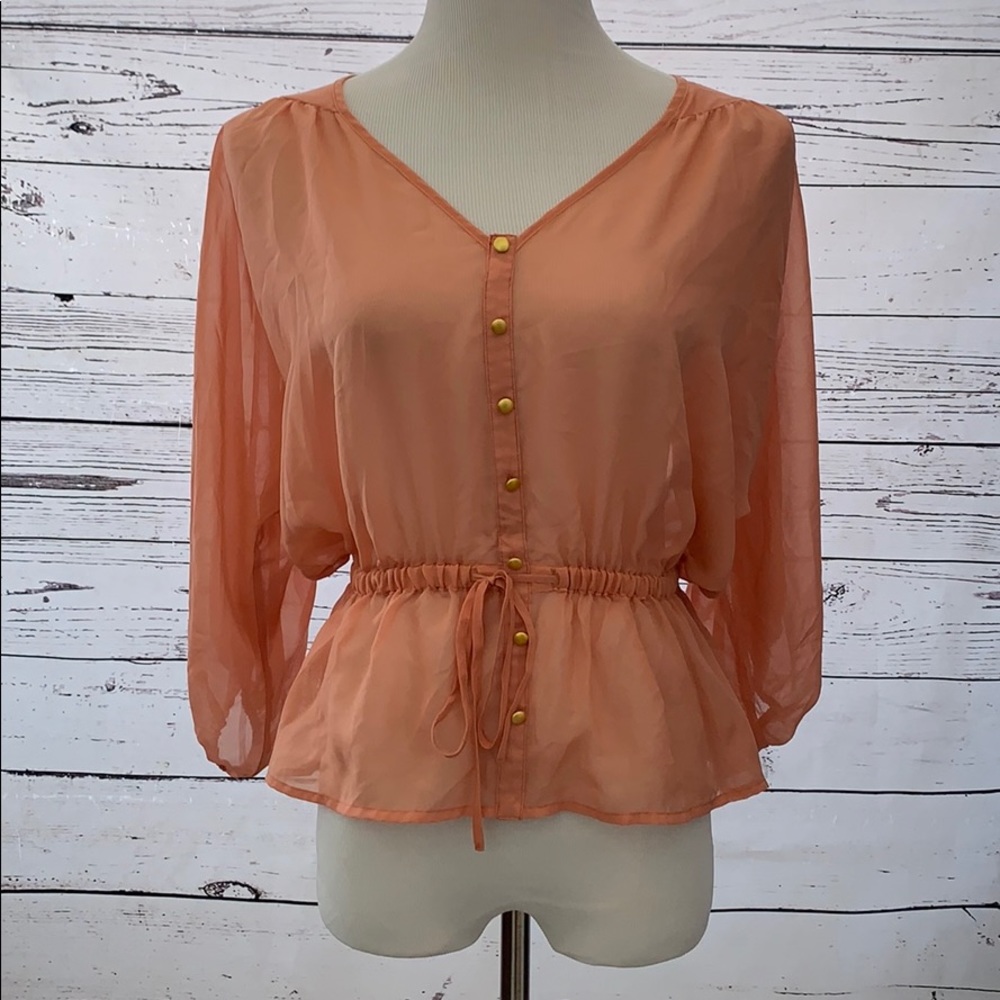 Coral Sheer Top by SK size Medium